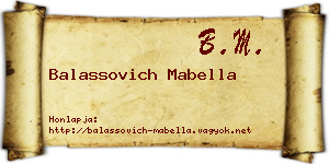 Balassovich Mabella névjegykártya